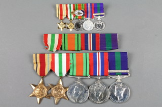A medal group. To 572950 Sgt. B M See. RAF comprising Africa Star, Italy Star, Defence, British War medal and General Service medal with Palestine 1945-48 bar, complete with dress miniatures and badge
