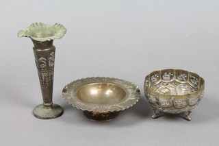 An Indian repousse silver spill vases and 2 ditto bowls, 8 ozs