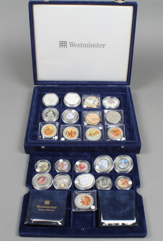 A boxed set of commemorative enamelled crowns