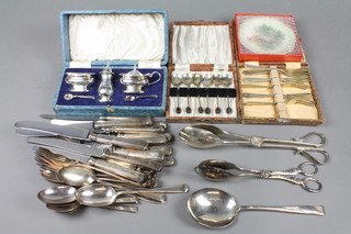 3 plated cased sets of minor cutlery