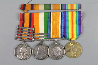 A group of medals comprising Queens South Africa medal and Kings South Africa to Pte. A Ward I/RI Drgns complete with bars - Cape Colony, Laing's Nek, Transvaal, Orange Free State, South Africa 1901 and South Africa 1902 together with a Royal Air Force British War medal and Victory medal to 37691 F.Sgt. H A Ward 