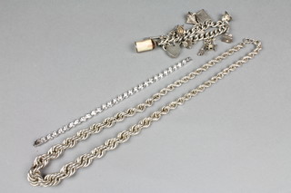 A silver charm bracelet and minor silver jewellery