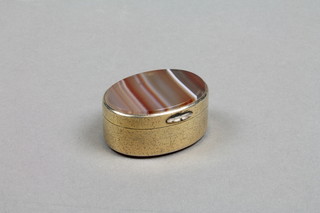A Swedish silver gilt and banded agate patch box, 1.5"