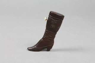 A Victorian style carved novelty vesta in the form of a boot 3.5"