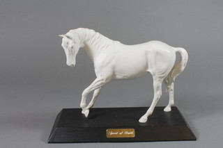 A Beswick bisque figure of a horse on an ebonised plinth 7"