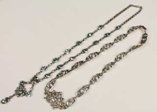 A pair of mid 20th Century silver paste set necklaces