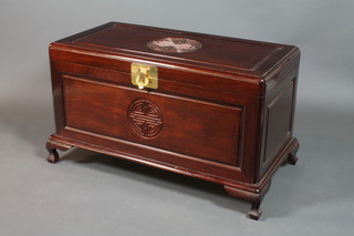 A rosewood and camphor lined coffer with hinged lid, raised on bracket feet 24"h x 41"w x 21"d 