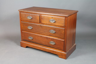 An Edwardian walnut chest of 2 short and 3 long drawers, raised on bracket feet 30"h x 42"w x 20"d