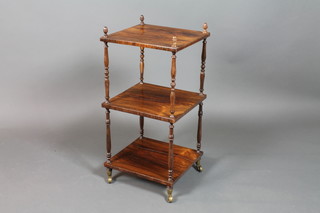 A Victorian rosewood square 3 tier what-not 30"h x 15" 