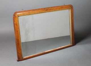 A Victorian rectangular plate over mantel mirror contained in an inlaid mahogany frame 27"h x 41"w 