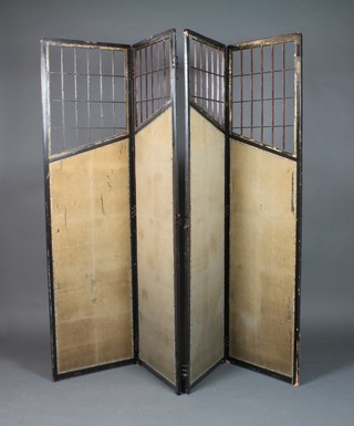 A Chinese lacquered 4 section screen 66 1/2"h x 76"w 