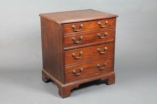 A Georgian mahogany chest commode with fall front above 1 long deep drawer with brass swan neck drop handles, raised on bracket feet 27 1/2"h x 24"w x 17"d 