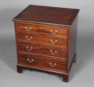 A Georgian  mahogany commode converted to a chest of 4 long drawers with brass swan neck drop handles 27"h x 25"d x 20"w 
