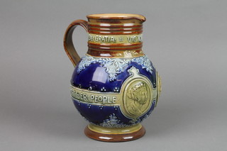 A Doulton Lambeth commemorative jug 1837-1897 decorated by Joan Honey 7 1/2"