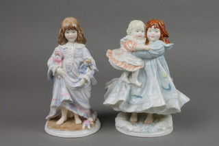 2 Royal Worcester figures - Love 477 of 9500 and Lullaby 1279 of 9500, both 7"