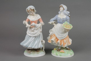 2 Royal Worcester figures - Rosie Picking Apples 3808 of 9500 8" and The Shepherdess 3808 of 9500 9"