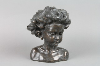 R Moll, a limited edition head and shoulders portrait bust of a girl numbered 47/150, 7"h 