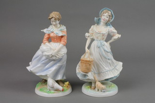 2 Royal Worcester figures - The Milk Maid 3808 of 9500 8" and A Farmers Wife 3808 of 9500 8"