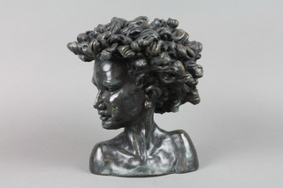 Moll, a bronzed limited edition portrait bust, head and shoulders bust of a child, numbered 35/750