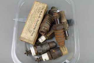 Three LKG sparking plugs, ditto Lodge, ditto Aeollo and 2 other, reputedly removed from Spitfire aircraft