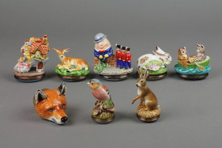 A Halcyon days fox head box and 7 others