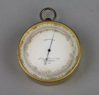 A Victorian pocket barometer with silvered dial by John Browning of London no.951 3"