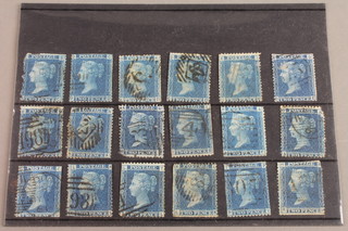 GB, 2d blues - 16 plate - 8 and two plate 9 