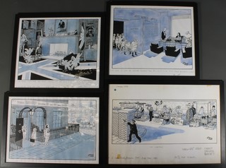 After JAK, 4 cartoon prints, 1980's political studies, 21" x 29 1/2", 19" x 23" x 2 and 17" x 24 1/2"