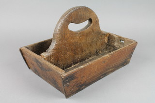 An 18th/19th Century rectangular elm twin compartment cutlery tray 12" 