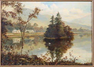 Theo Hines, oil, Scottish study of Swan Island Loch Lomond  9.5" x 13.5"