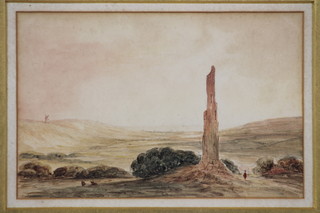 C Derby, watercolour, 19th Century study of Bramber Castle, Sussex 5 1/4" x 8" 