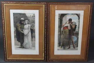 C E Perugini, coloured prints, romantic scenes 22 1/2" x 12 1/2"