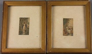 A pair of 19th Century Baxter prints, study of classical ladies 2" x 1"