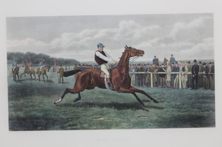 E A S Douglas, a  coloured racing print, "Too Fast" 12" x 22" 