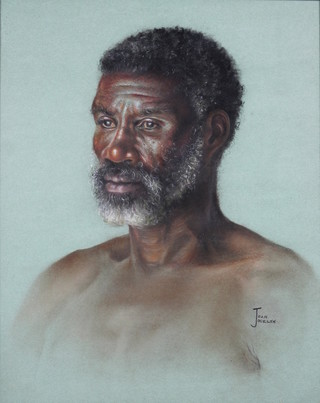 Joan Jocelyn, pastel drawing on ingres paper, study of an African tribal gentleman, signed 20" x 16"