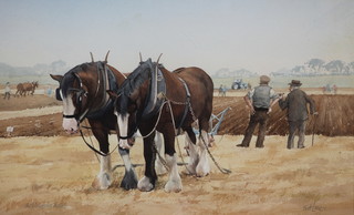 Bert Lane, watercolour "The Ploughing Match" signed and inscribed 10" x 16" 
