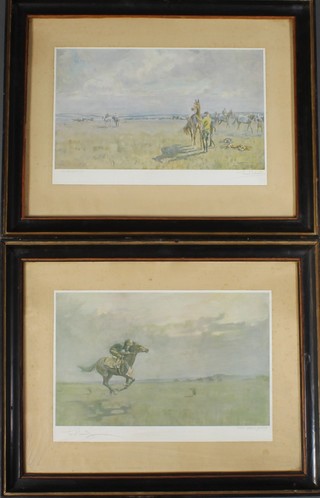 Lionel Edwards, prints, five hunting and racing views, 2 signed in pencil 11" x 16"