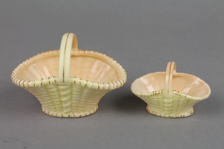 A Royal Worcester blush porcelain basket 3.5" and  a ditto 2.5"