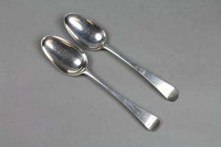 2 Georgian silver Old English table spoons