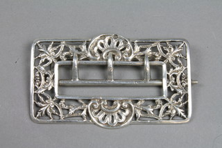 A Victorian pierced silver buckle decorated with shells and floral motifs, Birmingham 1896