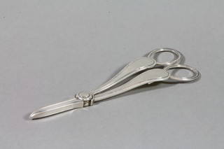 A pair of Victorian silver grape scissors, Sheffield 1870 