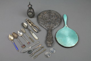 2 silver backed hand mirrors and minor silver items etc