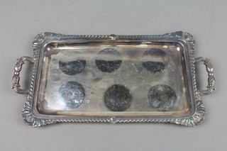 An Edwardian silver miniature 2 handled tray with shell scroll and gadroon rim, Sheffield 1903 8.5", approx 7.2 ozs