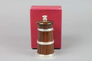 A silver mounted rosewood pepper grinder 4"