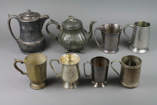 An American plated coffee pot and minor plated items