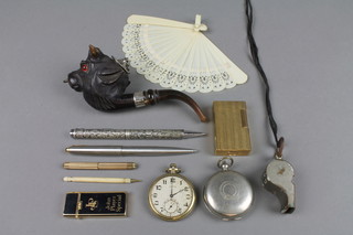 A gentleman's Dupont gilt cigarette lighter together with a minor watches and pens etc