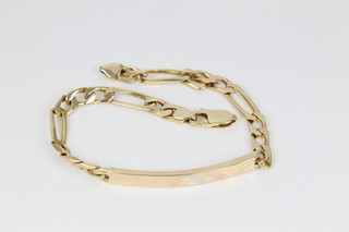 A gentleman's 14ct yellow gold identity bracelet, approx. 16 grams 