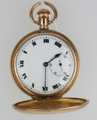 A gentleman's gilt hunter pocket watch with seconds and 6 o'clock