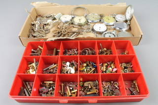 A quantity of watch movements, keys and parts