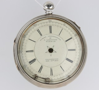 A silver cased chronograph pocket watch inscribed J Ashworth